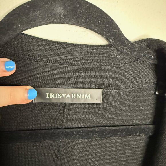 Iris V Arnim Single Button Merino Extra Fine‎ Cardigan Sweater in Black - Picture 3 of 4